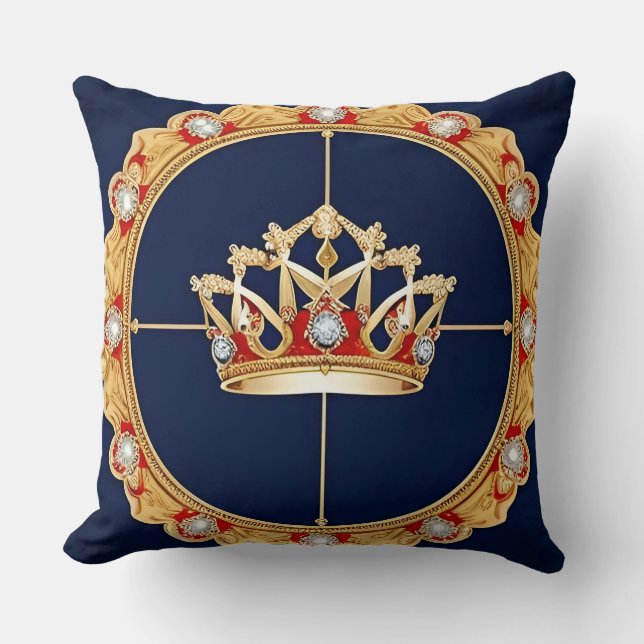 Elegante Goldene Krone Kissen (Vorderseite)