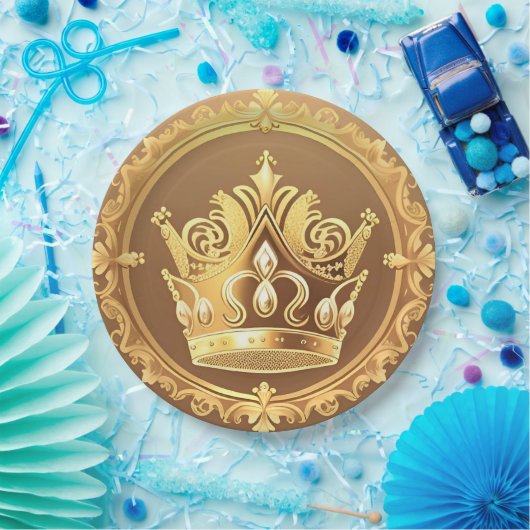 Elegante Goldene Krone Pappteller (Party)