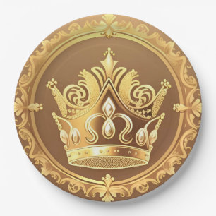 Elegante goldene Krone Pappteller