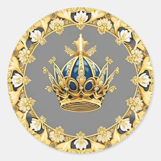 Elegante Goldene Krone Runder Aufkleber (Vorderseite)