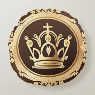 Elegante goldene Krone Rundes Kissen