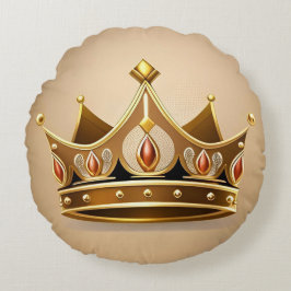 Elegante Goldene Krone Rundes Kissen