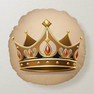 Elegante goldene Krone Rundes Kissen
