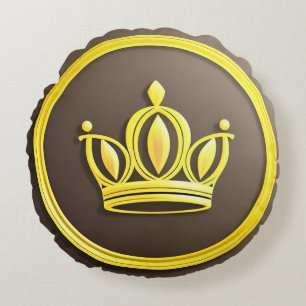 Elegante goldene Krone Rundes Kissen