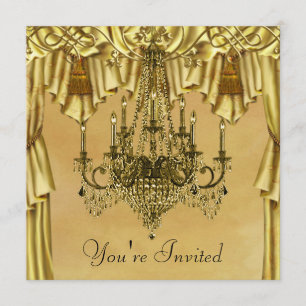 Elegante goldene Kronleuchter-Gold-Party-Einladung Einladung