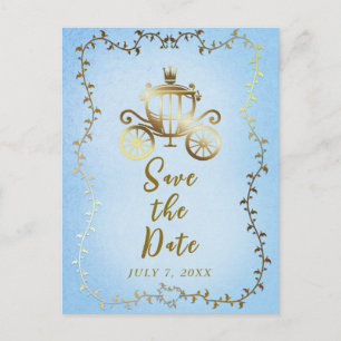 Elegante Goldene Kutsche Bilderbuch Save the Date Ankündigungspostkarte