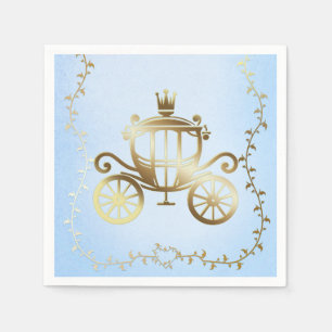 Elegante Goldene Kutsche Blaue Geschichte Königlic Serviette