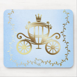 Elegante Goldene Kutsche Blaue Geschichte Prinzess Mousepad