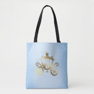 Elegante Goldene Kutsche Blaue Geschichtebuch Prin Tasche