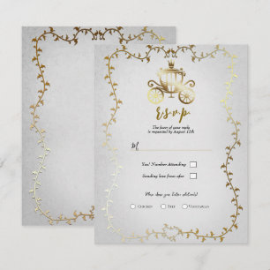 Elegante Goldene Kutsche Weiße Storybook-Hochzeit  Einladung