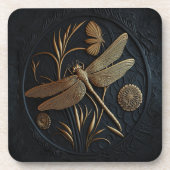 Elegante Goldene Libelle Getränkeuntersetzer (Vorderseite)