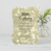 Elegante Goldene Lichter 30. Geburtstag Einladung (Stehend Vorderseite)