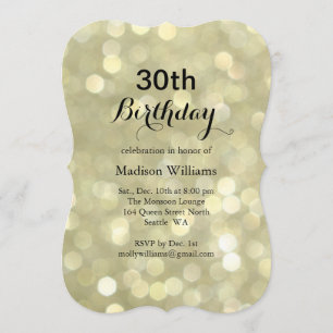 Elegante Goldene Lichter 30. Geburtstag Einladung