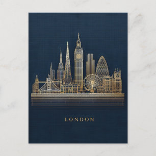 Elegante goldene London-Stadt-Skyline-Illustration Feiertagspostkarte