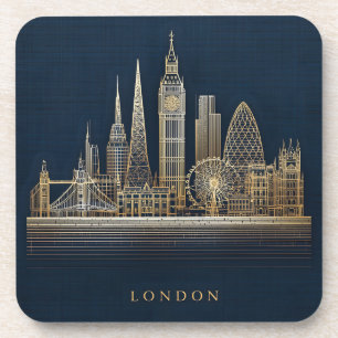 Elegante goldene Londoner Stadt-Skyline-Illustrati Getränkeuntersetzer