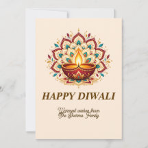 Elegante Goldene Mandala- und Diya-Diwali-Familien