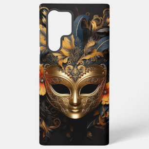 Elegante Goldene Maskenmaske mit Federn Samsung Galaxy Hülle