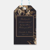 Elegante goldene Metallische Rose Blumenhochzeit Geschenkanhänger (Rückseite)