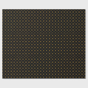 Elegante goldene Metallsterne auf schwarzem Gesche Geschenkpapier