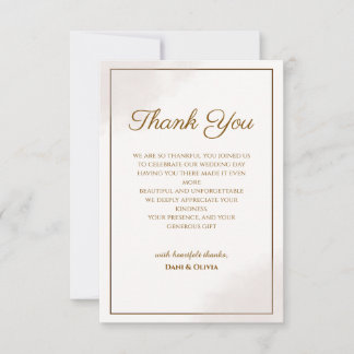 Elegante goldene minimalistische Hochzeit Dankeska Dankeskarte
