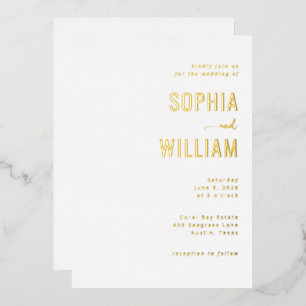 Elegante goldene minimalistische Hochzeitseinladun Folieneinladung