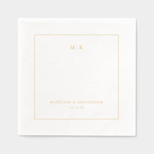 Elegante goldene minimalistische Initialen Servietten Mit Folie