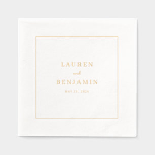 Elegante goldene minimalistische Namen Servietten Mit Folie