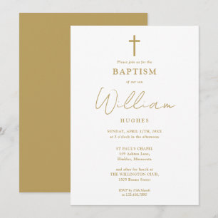 Elegante Goldene Minimalistische Taufe Einladung
