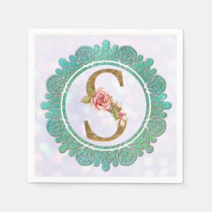 Elegante goldene Monogramm-Anfangsbuchstaben mit M Serviette