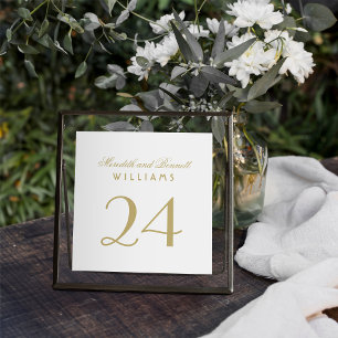 Elegante goldene Monogramm-Tischnummernkarte im Qu Einladung