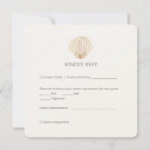 Elegante Goldene Muschel Cremige Hochzeit RSVP