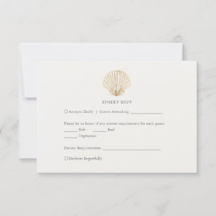 Elegante Goldene Muschel Cremige Hochzeit RSVP