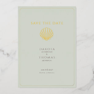 Elegante Goldene Muschel-Hochzeit - Save the Date Folien Feiertagskarte