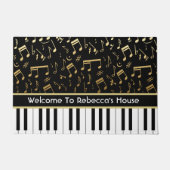 Elegante, goldene Musiknoten-Klaviertasten Fußmatte (Vorderseite)