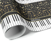 Elegante, goldene Musiknoten-Klaviertasten Geschenkpapier (Rolleneckpunkt)