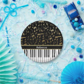 Elegante, goldene Musiknoten-Klaviertasten Pappteller (Party)