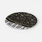 Elegante, goldene Musiknoten-Klaviertasten Pappteller (Schrägansicht)