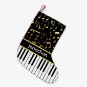 Elegante goldene Musiknotenklavierschlüssel Kleiner Weihnachtsstrumpf (Vorderansicht (hängend))