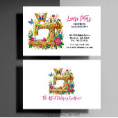 Elegante Goldene Nähmaschine mit Blume Schmetterli Visitenkarte