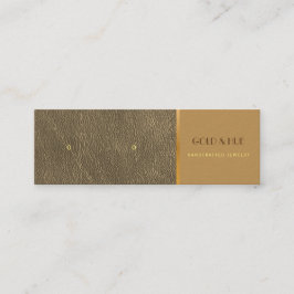 Elegante goldene Ohrringe mit goldenem Lederstiel Mini Visitenkarte