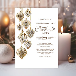 Elegante Goldene Ornamente Weihnachten Party Einla Einladung