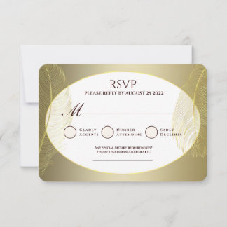 Elegante goldene ovale Feder-RSVP-Karte RSVP Karte