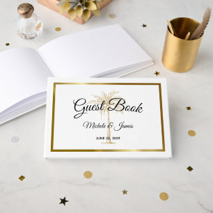 Elegante goldene Palme Moderne tropische Hochzeit Gästebuch