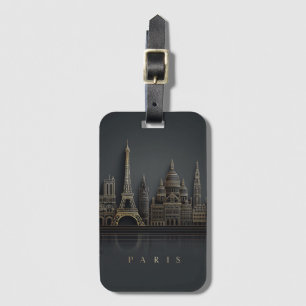 Elegante Goldene Pariser Skyline-Illustration Gepäckanhänger