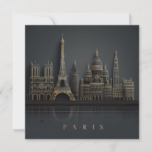 Elegante Goldene Pariser Stadt-Silhouette-Illustra Feiertagskarte