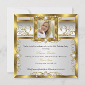 Elegante Goldene Perle Foto Geburtstagsparty Einladung (Vorderseite)