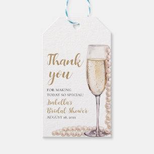 Elegante Goldene Perlen und Prosecco-Brautjunggese Geschenkanhänger