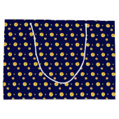 Elegante goldene Polka-Punkte auf marineblau Große Geschenktüte (Rückseite)
