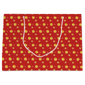 Elegante goldene Polka Punkte auf rot Große Geschenktüte (Vorderseite)