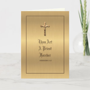 Elegante Goldene Priester-Jubiläums-Weihekarte Karte